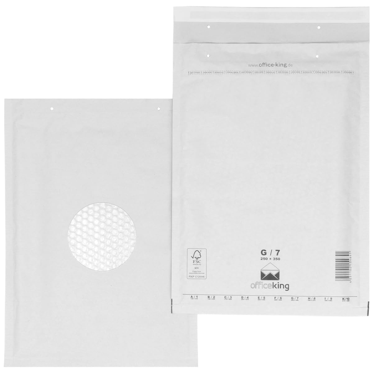 600 x Luftpolstertaschen Gr. G/7 (250x350 mm) DIN A4+ C4 WEISS - Marken-Qualität von OfficeKing®