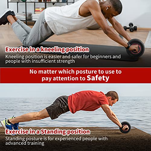 Omecon Ab Roller Wheel Kit, Roller Wheel For Abs Workout With Push-Up Bars, Knee Mat, Jump Rope, Home Gym Exercise Equipment For Strength Training, Red #TOP1