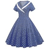 Item length description: Maxi Générique Robe De Cocktail Femme Robe Annee 20 30 40 50 60 70 Pin Up Rockabilly Vintage Soirée Communion Femme Mi-Longue Rétro Robe À Pois Manche Courte Au Genou A-Line pour Anniversaire Regular