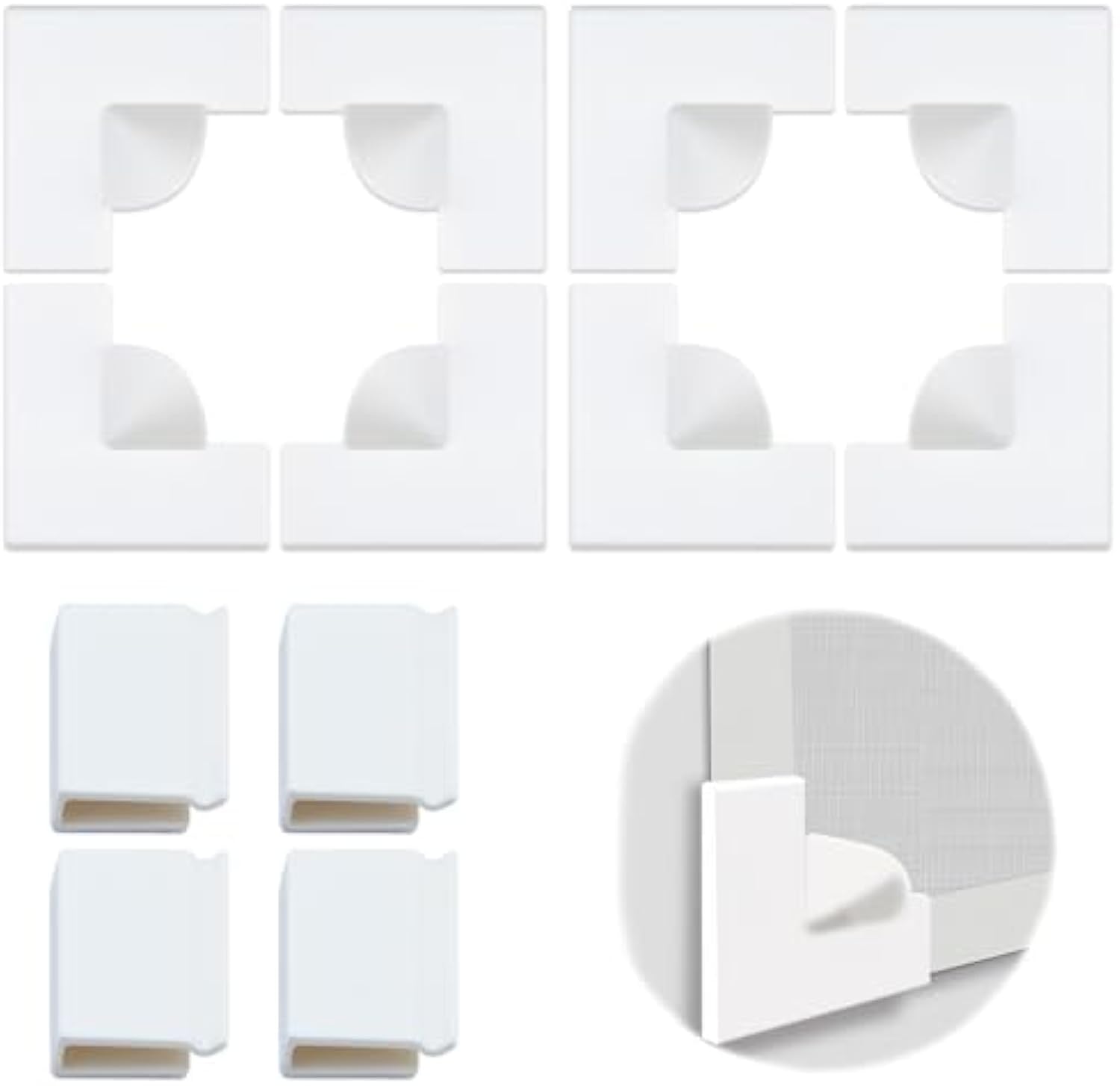 NALACAL 12Pcs Magnetic Window Screen Corners Accessories Kit, Magnetic Strips for Window Fly Screens, 8 Reinforced Corners Handles 4 Windproof Heavy Duty Clips for Effective Mosquito Protection