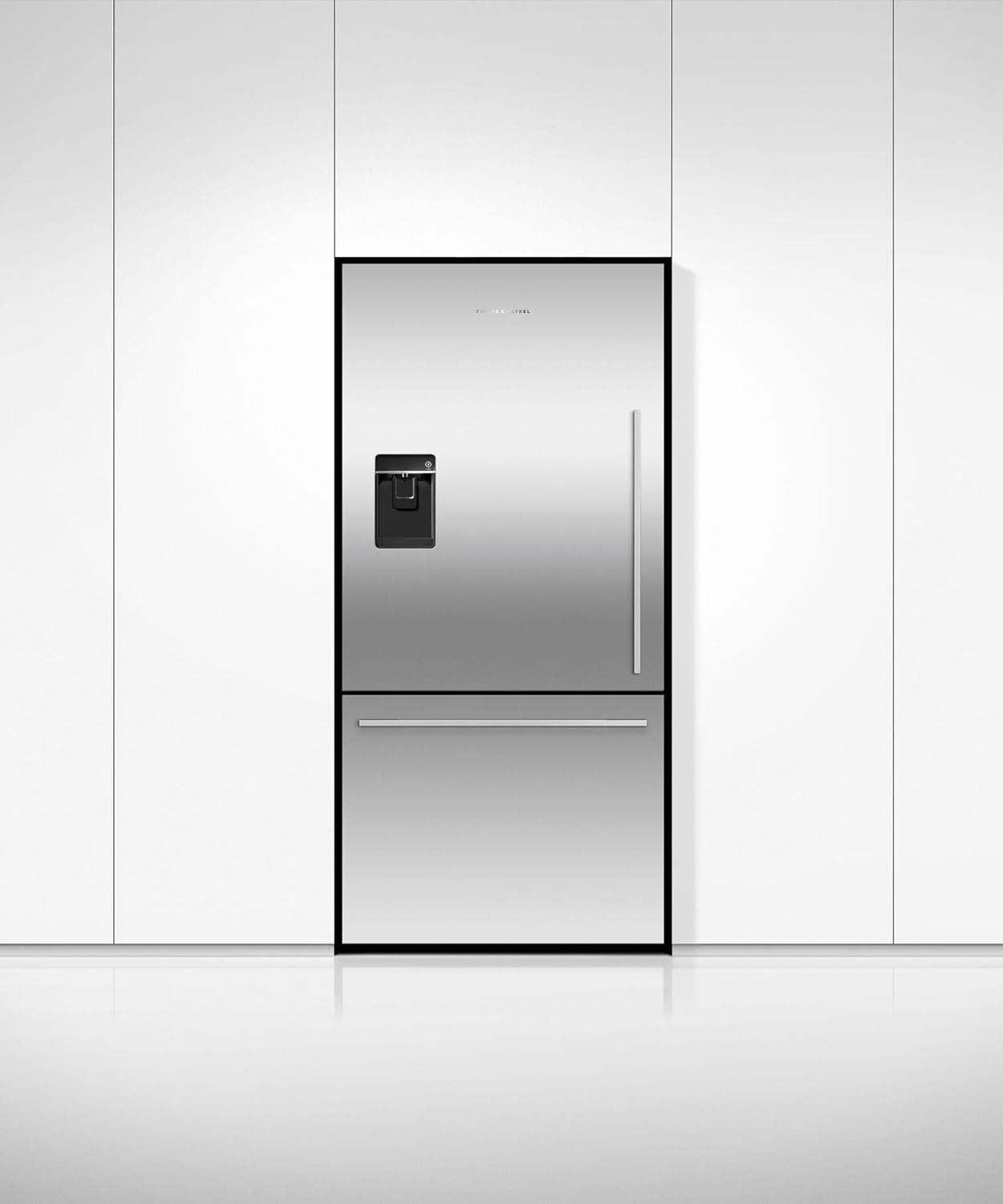 Exterior view of Fisher & Paykel RF170WDLUX5 Refrigerator with water dispenser