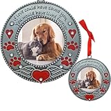 Pet Memorial Ornament - Dog or Cat - Enameled & Jeweled with Red Hearts, Angel Wings & Paw Prints - Bag Included - Choose The Customized Option and We Will Insert Your Photo - 3