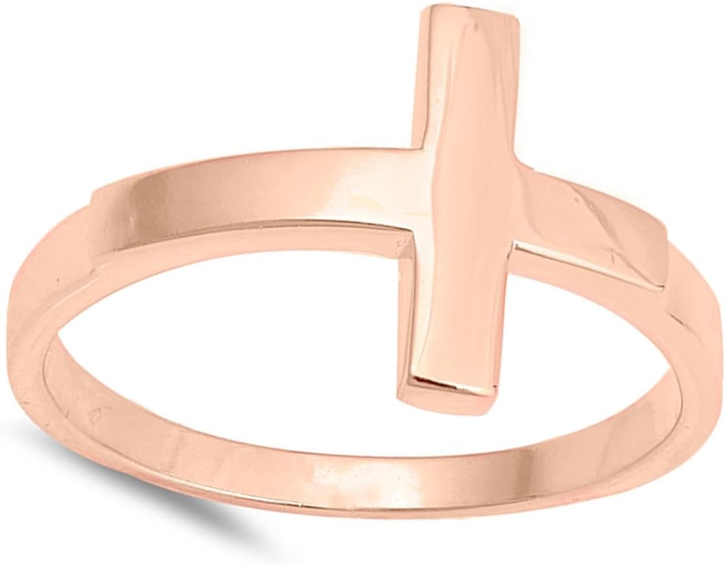 CHOOSE YOUR COLOR Sterling Silver Sideways Cross Ring