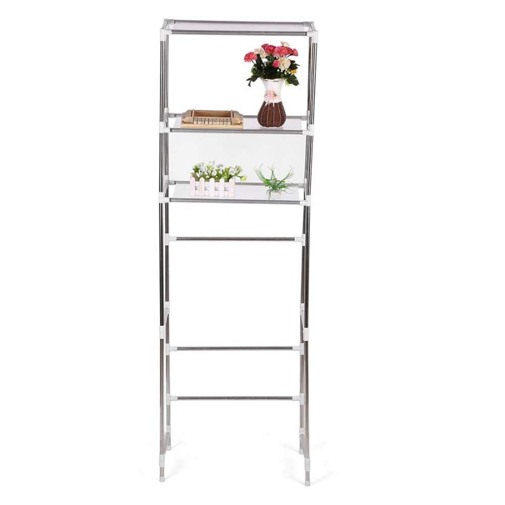 Scaffale sopra il WC, scaffale da bagno a 3 ripiani, organizer salvaspazio per lavanderia e lavatrice, struttura in acciaio, 165 x 53 cm (Cestello lavatrice tre strati altezza 160 * 68)