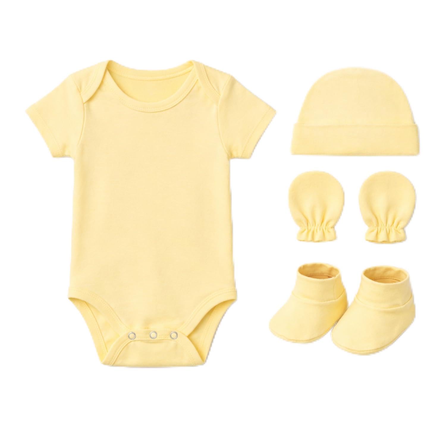 Organic Cotton Baby Onesies Gift Set | Rompers, Cap, Booties, Mittens Set/Newborn Essentials | Pack Of 4 |