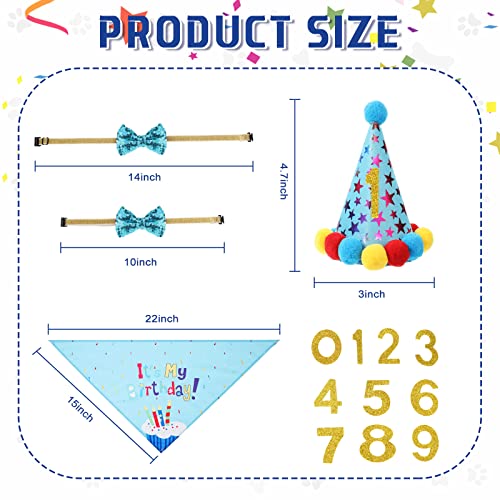 Dog Birthday Party Supplies Birthday Boy Girl Cake Bandana Triangle Scarf Clothes Shirt Cute Dog Hat Dog Bow Tie Collar With 0-8 Numbers For Dog Puppy 1St Birthday Party Outfit(Cute Style) #TOP2