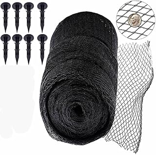 Koi Pond Net Black Netting 3X4m Woven Mesh Heavy Duty Net Cover For Leaves Fish Protector From Birds, Cats, Predators - Reusable Garden Nets With Stakes