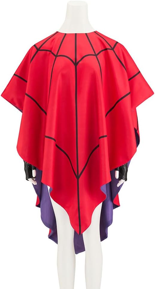 Lydia Deetz Cosplay Costume Cloak Cape Lydia Spiderweb Poncho Red Spider Web Cape Outfit for Women Adult