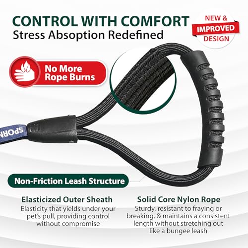 Sporn SPUS10143 Non-Friction Dog Training Leash, Heavy-Duty Non-Slip Padded Nylon Dog Leash 4Ft For Maximum Control, No Pull Dog Leash With Trigger Snap Buckle thumb #3