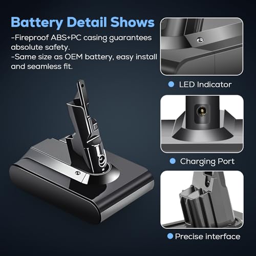 Image of Batryuic Upgraded 6500mAh V7 Battery Compatible for Dyson V7 Animal /Trigger /Motorhead Pro /Car+Boat SV11 Replace Part No. 968670-06 21.6v Li-ion 6 Cell 229687 Battery