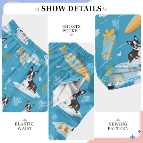 Bulldog on Skateboard Beach Pajamas Bottoms with Pockets Comfy Pjs Sleepwear Elastic Waistband Pajamas Pants Lounge Pants for 6-14 Years4