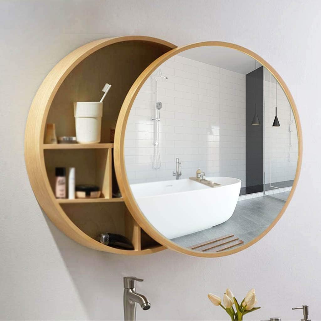 BKSXSOP Bathroom mirror cabinet, cosmetic storage medicine fashion solution, bathroom wall-mounted illuminated