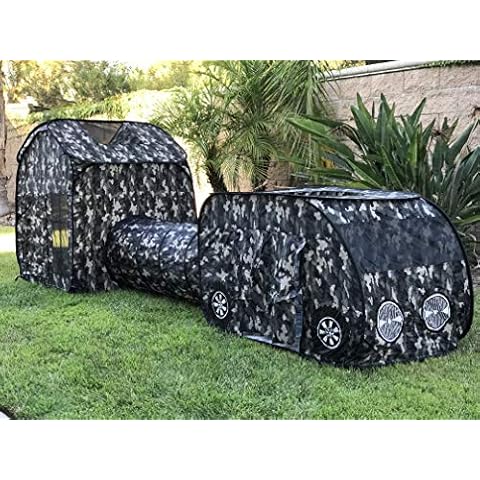 G3Elite Explore and Play 3-in-1 Foldable Pop Up Tent Set – Indoor/Outdoor Vehicle, Tunnel & Tent Combo. Includes Carry/Storage Bag. (Black, Grey, White Camo) Cover
