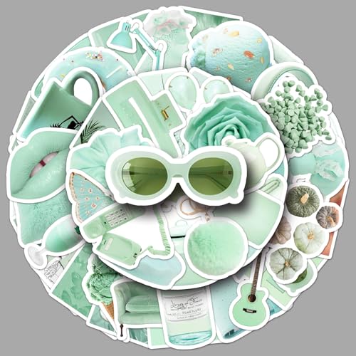 50枚 ミントグリーン 北欧 シンプル ナチュラル ステッカーセット おしゃれ 人気 防水 スーツケース ギター 車 バイク 自転車 水筒 ヘルメット パソコン スマホ ノート デカール スノボ スケートボード 荷物 スマホケース 用