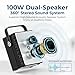 100W Powerful Voice Amplifier with 2 Wireless Microphones, Big Pro Sound Portable Speaker with Microphone, Bluetooth Speaker PA System Karaoke Machine Support BT/USB/TF Card/Aux/Guitar S99