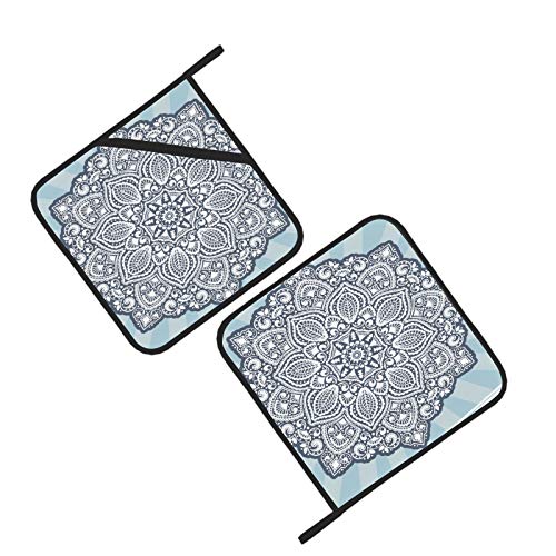 Indian Floral Paisley Design Hot Pad Heat Resistant Kitchen Pot Holders 2 Pcs Pot Holders For Kitchen Heat Resistant 8×8 Inch For Cooking And Baking #TOP1