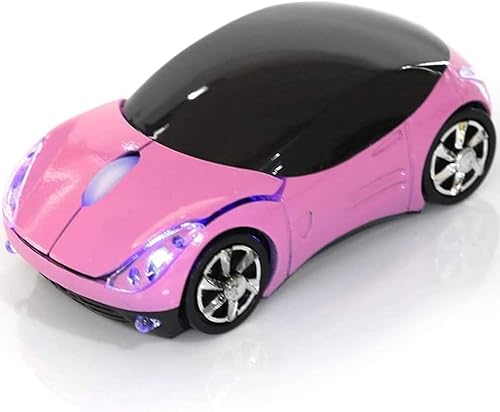 Ratón inalámbrico rosa, mini mouse para computadora de automóvil, 1600 DPI 2.4G inalámbrico con receptor USB, mouse inalámbrico para computadora