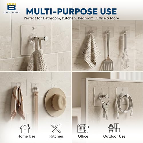 Image of Frame Hooks for Wall Without Drilling |Heavy Duty for Wall Heavy Items |Nail Free Sticky Hook for Hanging Frames, Clocks, Keys |Reusable for Bathroom, Kitchen, and Home Decor (Transparent PO20)