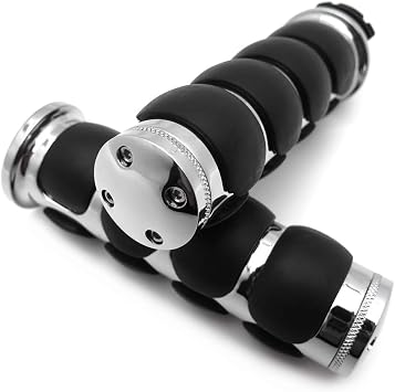 HTTMT- TRHB114C-25 - Chrome 1 25mm Rubber Hand Grip Compatible with Harley Davidson FXDWG Dyna Wide Glide