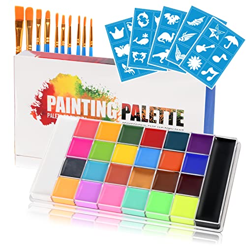 ACWOO Pinturas Cara, 26 Colores Seguridad No Tóxica Pintacaras, Pintura Corporal y Facial, Kit Maquillaje Halloween Festival Fiesta Cosplay Adultos