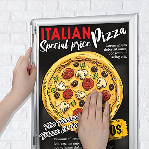 Poster Frame A2 Size (16.5"X 23.4"), Front-Loading Snap Frame, Silver 1 Inch Aluminum Profile, Wall Mounting, Professional Series #TOP2