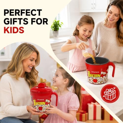 Electric Popcorn Maker, Non-Stick Coating, One-Touch Auto Stirring Heating, Kids Gift - 3