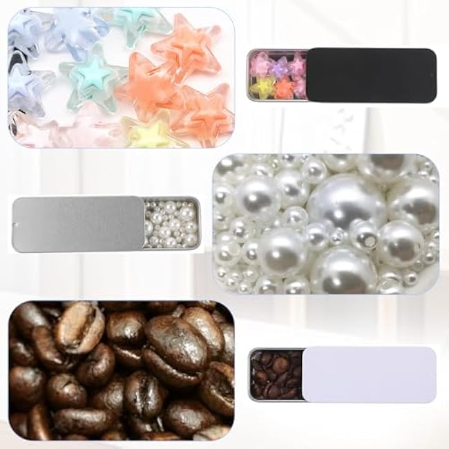 6 PCS Mini Metal Tin Box Containers, Waterproof Tin Box with Slide Top for Candy Gum Mint & Craft Storage, Tiny Storage Container with Lids, Fit in Pocket Purse Black, White, Silver