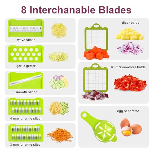 Vegetable Chopper Cutter Mandoline Vegetable Slicer Cheese Grater - Potato Onion Salad Veggie Chopper with Container - French Fry Potato Dicer Slicer Cutter - Kitchen Tools Gadgets - Image 3