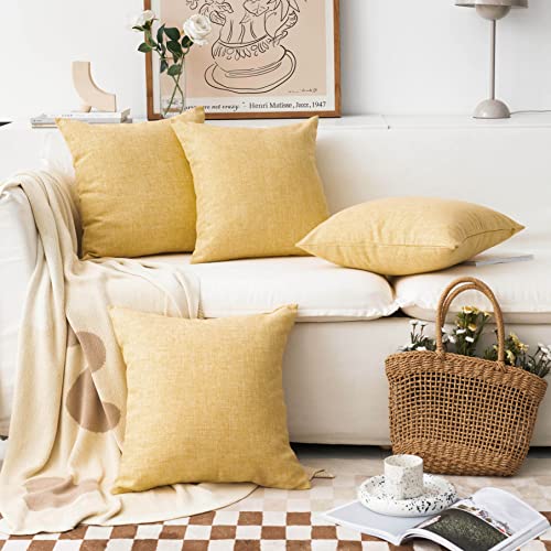 Home Brilliant Yellow Cushion Covers for Cushions Decorative Throw Pillows Covers Set of 2 Linen Large Cushion Covers for Bed Sofa Cushions Summer 65 x 65cm - Image 3