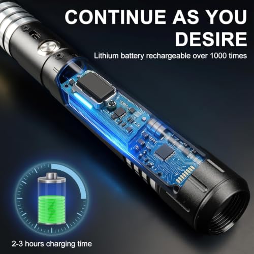 Jellybibo Sabre laser pixel RVB, 15 couleurs et 4 modes sonores, sabres laser rechargeables en métal avec balancement fluide, sabre laser amovible pour enfants et adultes, cosplay, Halloween (noir 2 – vue 7
