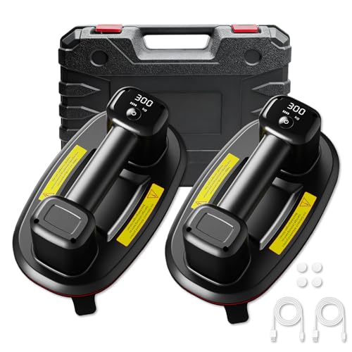 JUYLTOOL 2er-Set 26cm Akku Saugheber für Fliesen Elektrischer Saugheber Fliesensauger Plattenheber Vakuumheber mit Auto-Nachsauge & LCD-Anzeige für Saugkraft & Akkulaufzeit 4500 mAh Akku Max.300KG