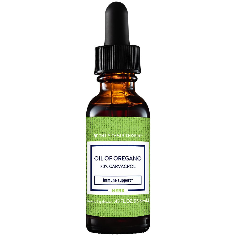 The Vitamin Shoppe Oil of Oregano 21MG, Liquid Herbal Supplement that Supports a Healthy Immune System, Standardized to 70% Carvacrol (0.45 Fluid Ounces Liquid)