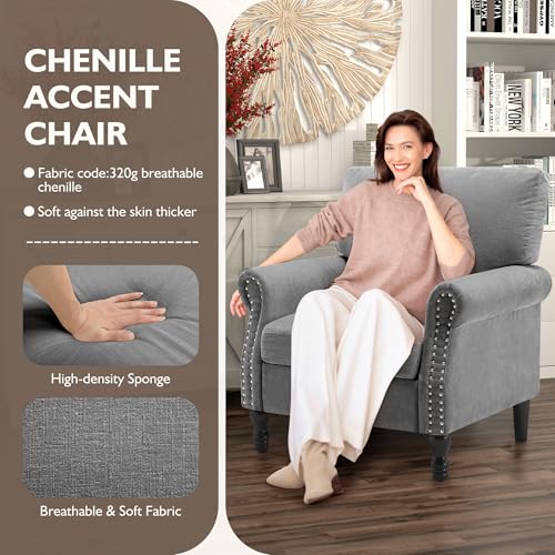 Accentchairhighbackupholsteredarmchairwithsolidlegsleisuresinglesofachairforlivingroombedroomhomeofficelightgrayallsenson Urban Country Home Decor Accent chair high back upholstered armchair with solid legs leisure single sofa chair for living room bedroom home officelight grayall senson urban country home decor