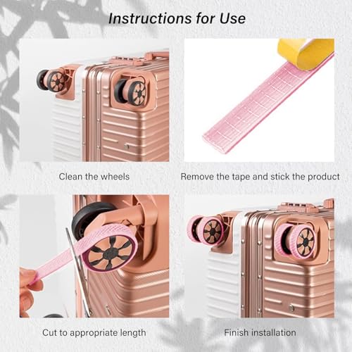 EKIND Luggage Suitcase Wheel Protectors Silent Anti Vibration Wear Resistant Cuttable Size Silicone Covers for Spinner Trolley Travel Case Office Chair (8PCS, Pink)3