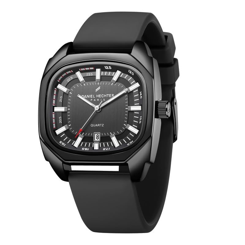 Image of Daniel Hechter Paris Marie Collection Analog Watch for Men with Square Dial, Date Display, Quartz Movement & Silicone Strap