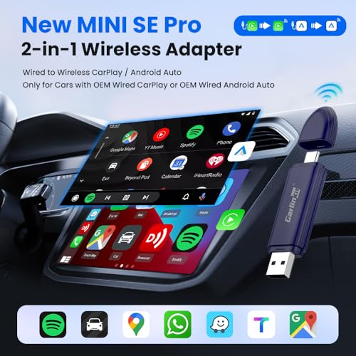 Image of Carlinkit Mini SE Pro Wireless Android Auto & CarPlay Adapter, 2-in-1 Mini Converts Wired to Wireless Dongle for USB-C /A Plug and Play Low Latency Portable /iPhone iOS 10+ / Android 11+
