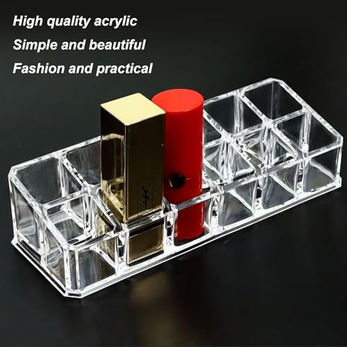 Image of Clear Acrylic Lipstick Lip Gloss Organizer 12 Slots Cosmetic Display Holder for Nail Polish Essential Oil