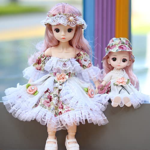 Image of DSR Doll Set Movable Joints Makeup Cute Mother and Daughter Set of (Pack of 2) Doll Size 35Cm /20Cm-(Multi Design)((Mother and Daughter)-2 Doll Set)