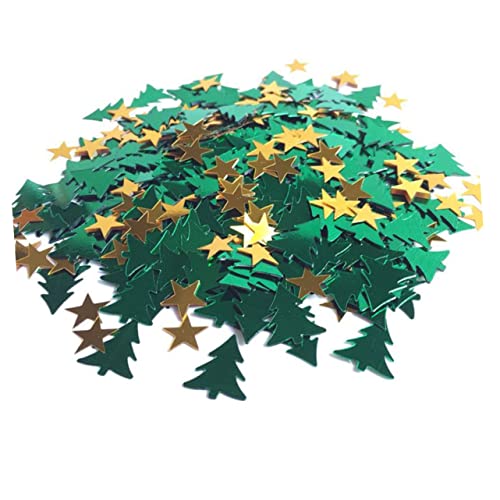 Ciieeo Confeti De Navidad Forma De Árbol y Estrella Verde y Amarillo Decoración De Mesa Para Fiestas Navideñas Adorno Diy Para Ambiente Festivo Navideño
