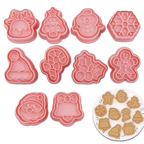 DUGEGAYL Formine per Biscotti Natalizi, 10 Pezzi Tagliabiscotti Natale Formine Biscotti Natale 3D Formine Biscotti Natalizie Stampo per Biscotti Natalizi, Per Decorare Biscotto Dolci Torta