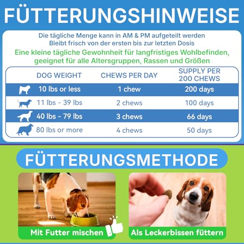 WEALLIN Probiotika für Hunde, Präbiotika für die Darmgesundheit – Unterstützt die Verdauungsgesundheit und die Nährstoffaufnahme – 200 Weiche Kaudrops zur Unterstützung der Hautgesundheit