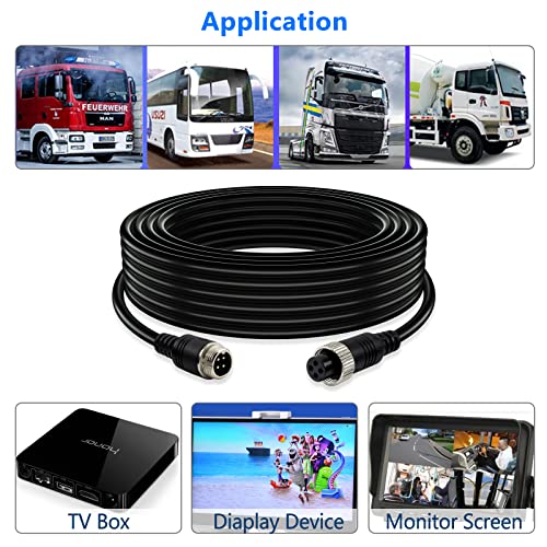 Image of 50FT Car 4-Pin Aviation Video Extension Cable,15m Car Video Extension Cable for CCTV Rearview Camera Truck Trailer Camper Bus Motorhome Vehicle Backup Monitor Waterproof Shockproof System