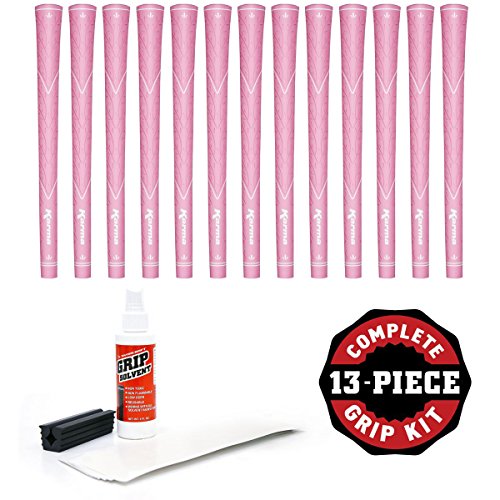 Karma Pink Rose Scented - 13 Piece Golf Grip Kit (With Tape, Solvent, Vise Clamp) #TOP16