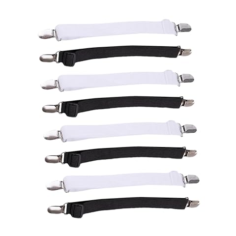 8pcs Bed Sheet Holder Clips Heavy Duty Elastic Fasteners for Fitted Multi-Function Mattress Strap Bands Keep Secure for