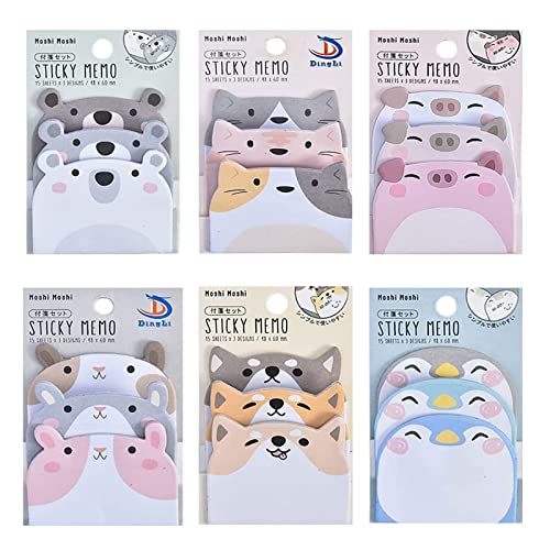 6 Pieza Notas Adhesivas Formas Animal, Mini Notas Adhesivas, Notas Adhesivas Animales, Sticky Notes Autoadhesivas, Super Sticky Notas, para Folletos, Marcadores, Diarios De Viaje, Imanes De Nevera Cover