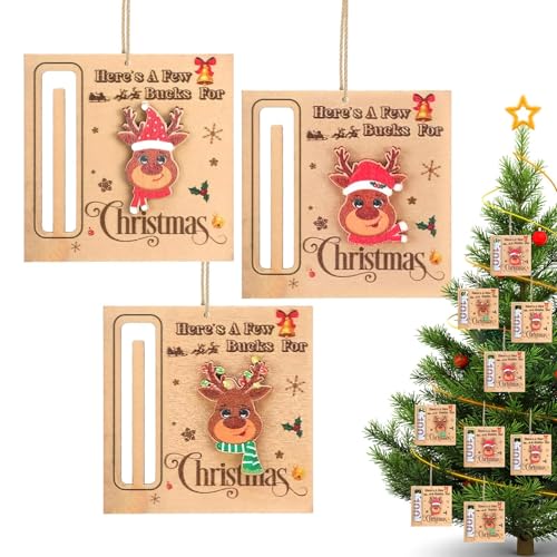 Porte-monnaie de Noël en bois suspendu pour arbre et décoration