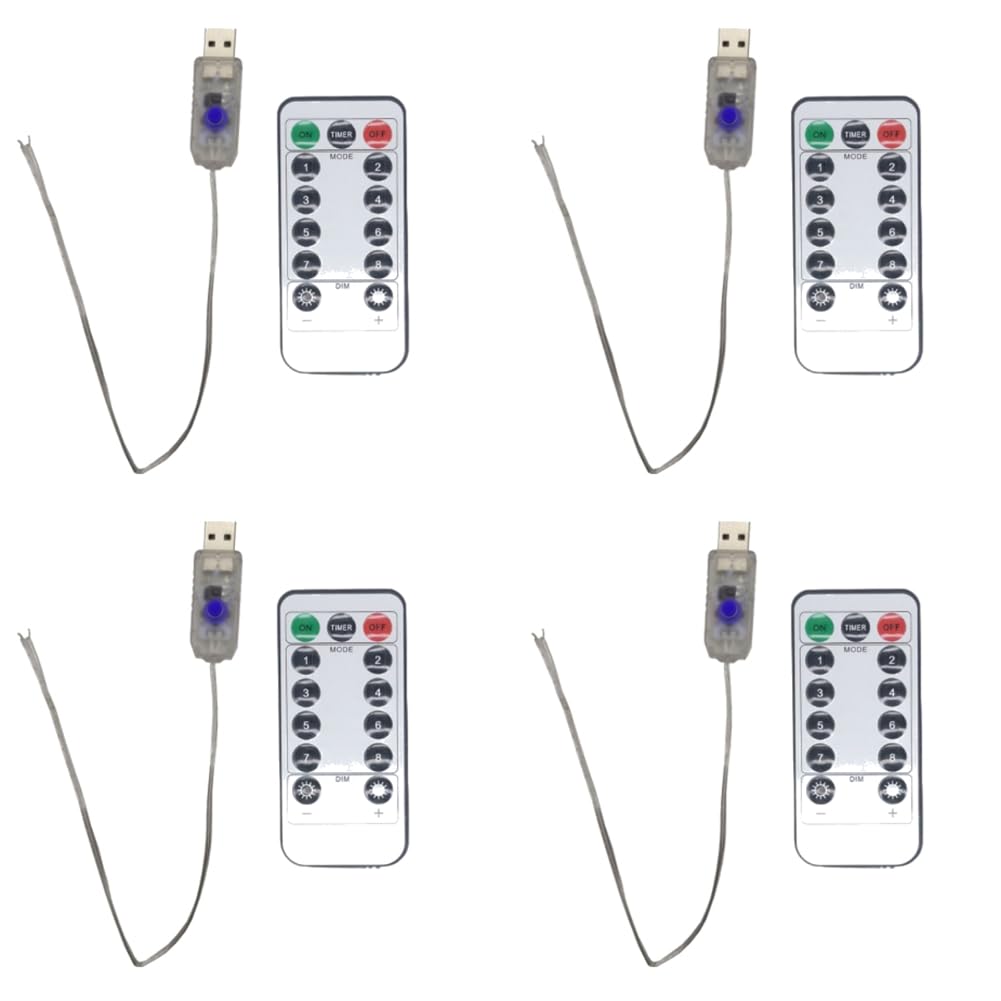 IJSDNVJNDX LED Strip Light Remote Controller Dimmer 5V USB, 4pcs 8 Modes Control Board for 100/200 LED Fairy String Lights