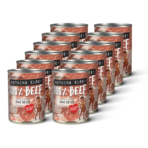Against The Grain Nothing Else! 100% Beef Dog Food – 12 Count, 11 oz Each – Single-Ingredient Meatball Texture in Natural Broth – Wet Dog Food – Grain & Gluten Free