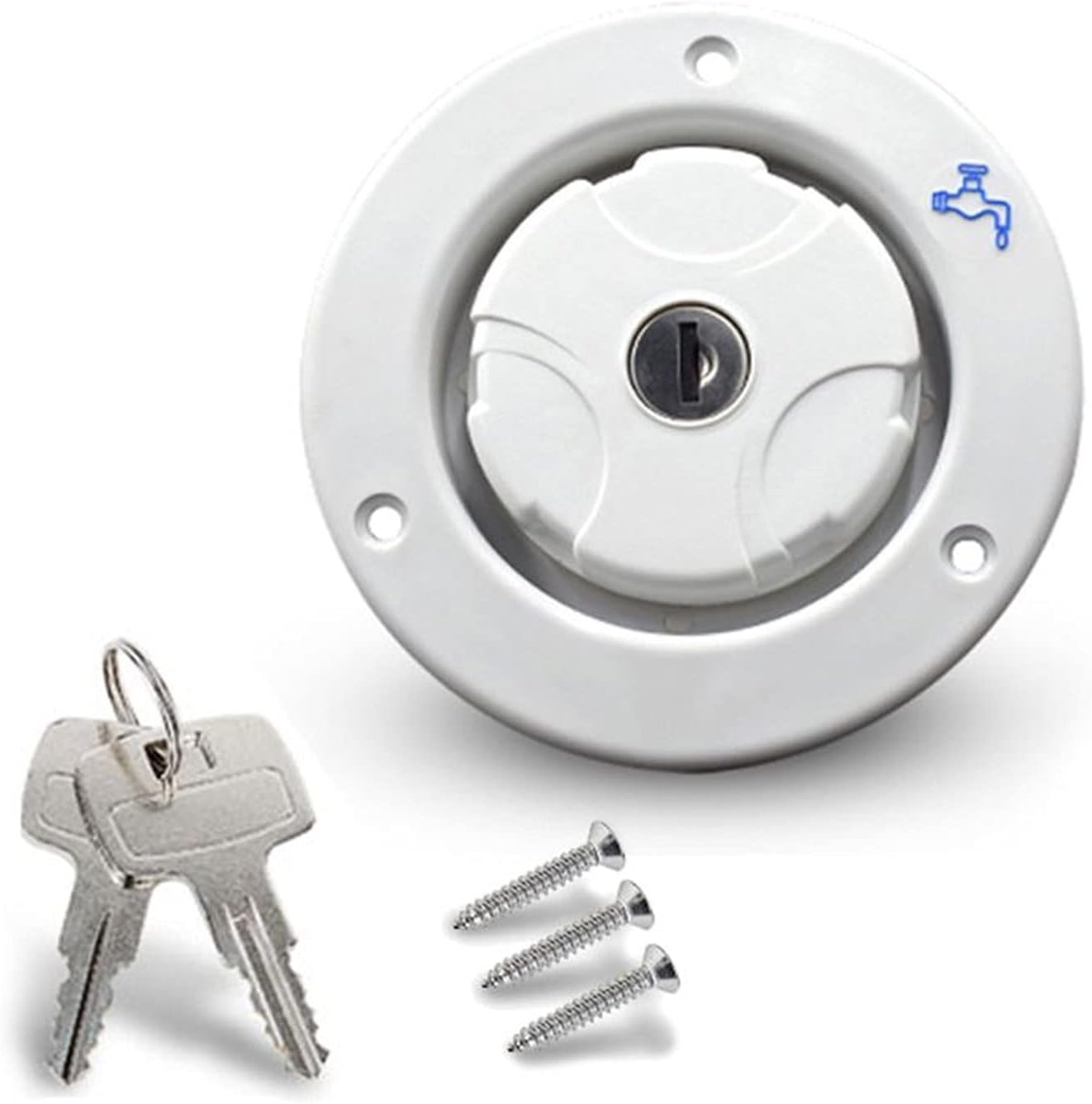 Artemisia Compatible with Round Modified Gravity Water Inlet Filler Neck Tanks Caravan Camper Trailer RV Parts with 2 Keys (Color : White)