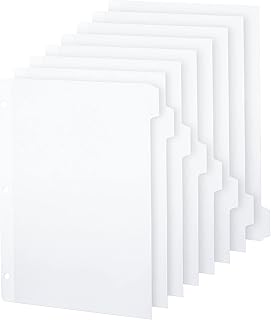 3 Ring Binder Dividers with Tabs - (12 Sets) x 8 Tab Dividers for 3 Ring Binders - White - Tabs for Binders - Bulk - 3 Hol...